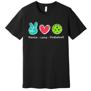 Funny Peace Love Pickleball Court Play Loves Pickleball Premium T-Shirt