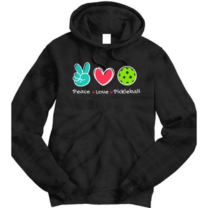 Funny Peace Love Pickleball Court Play Loves Pickleball Tie Dye Hoodie