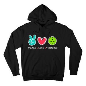 Funny Peace Love Pickleball Court Play Loves Pickleball Tall Hoodie