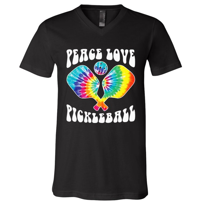 Funny Peace Love Pickleball Vintage Design V-Neck T-Shirt