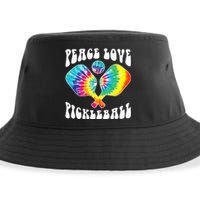 Funny Peace Love Pickleball Vintage Design Sustainable Bucket Hat