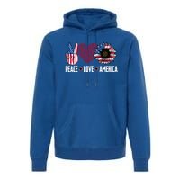 Funny Peace Love America Sunflower American Flag 4th Of July Cool Gift Premium Hoodie