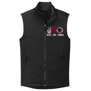 Funny Peace Love America Sunflower American Flag 4th Of July Cool Gift Collective Smooth Fleece Vest