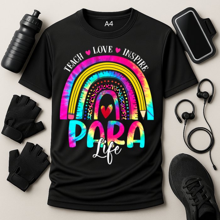 Funny Para Life Teacher Rainbow Tie Dye First Day Of School Cooling Performance Crew T-Shirt