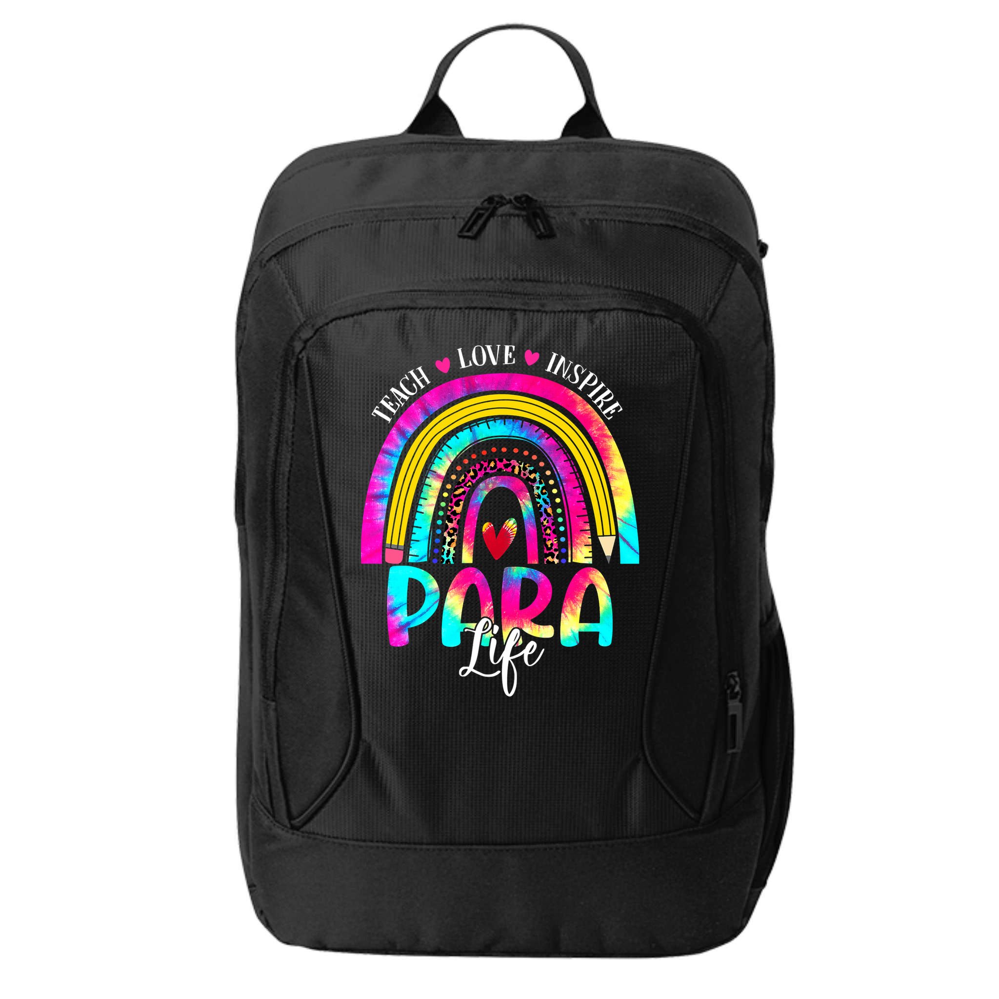 Funny Para Life Teacher Rainbow Tie Dye First Day Of School City Backpack