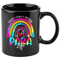 Funny Para Life Teacher Rainbow Tie Dye First Day Of School 11oz C Handle Ceramic Mug