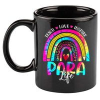 Funny Para Life Teacher Rainbow Tie Dye First Day Of School 11oz C Handle Ceramic Mug