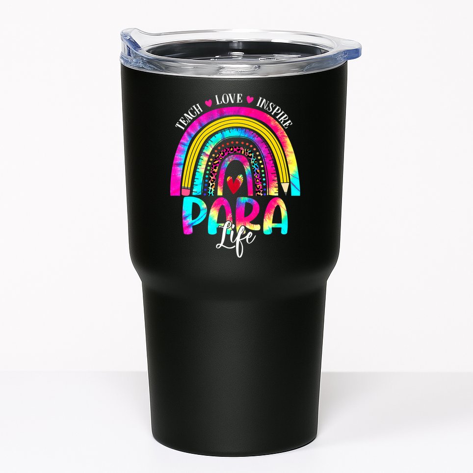 Funny Para Life Teacher Rainbow Tie Dye First Day Of School Tumbler