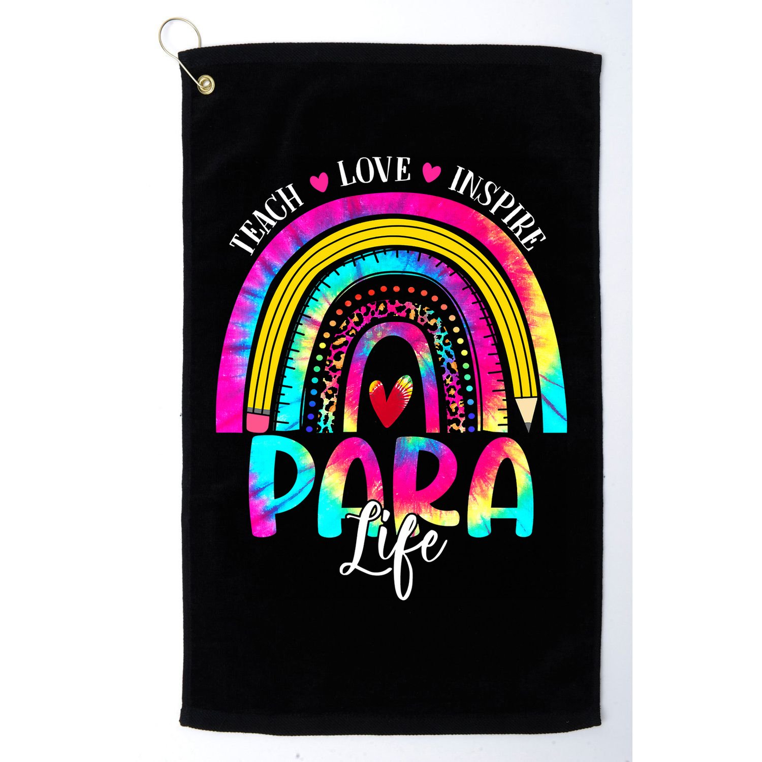 Funny Para Life Teacher Rainbow Tie Dye First Day Of School Golf Towel