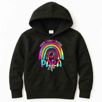 Funny Para Life Teacher Rainbow Tie Dye First Day Of School Kids Hoodie