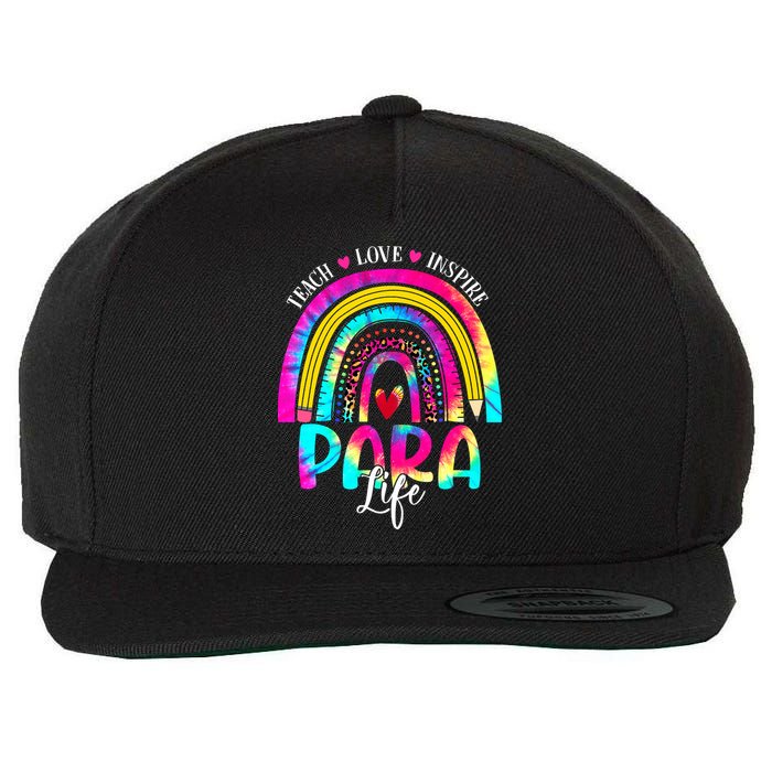 Funny Para Life Teacher Rainbow Tie Dye First Day Of School Wool Snapback Cap