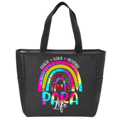 Funny Para Life Teacher Rainbow Tie Dye First Day Of School Zip Tote Bag