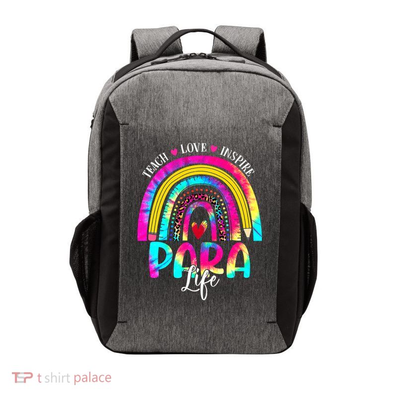 Funny Para Life Teacher Rainbow Tie Dye First Day Of School Vector Backpack