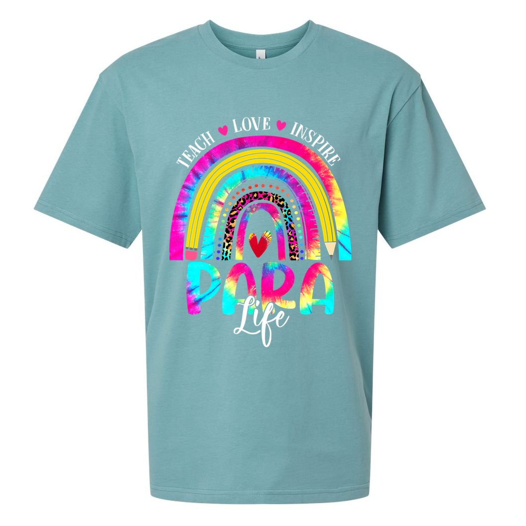 Funny Para Life Teacher Rainbow Tie Dye First Day Of School Sueded Cloud Jersey T-Shirt