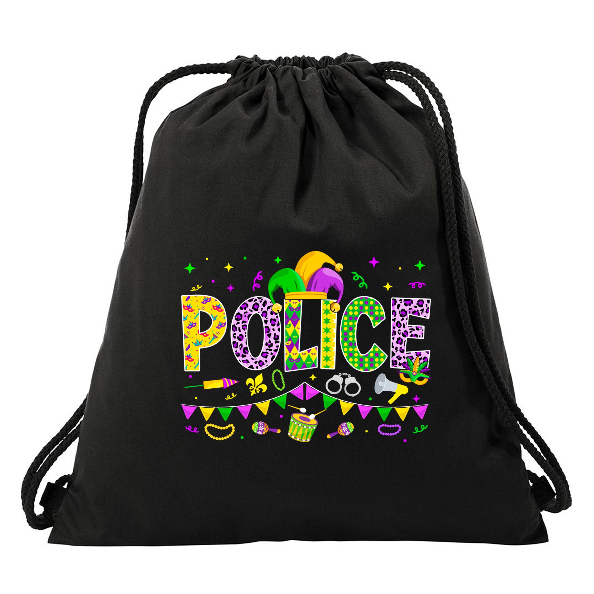 Funny Police Lover Mardi Gras Carnival Party Cool Gift Drawstring Bag