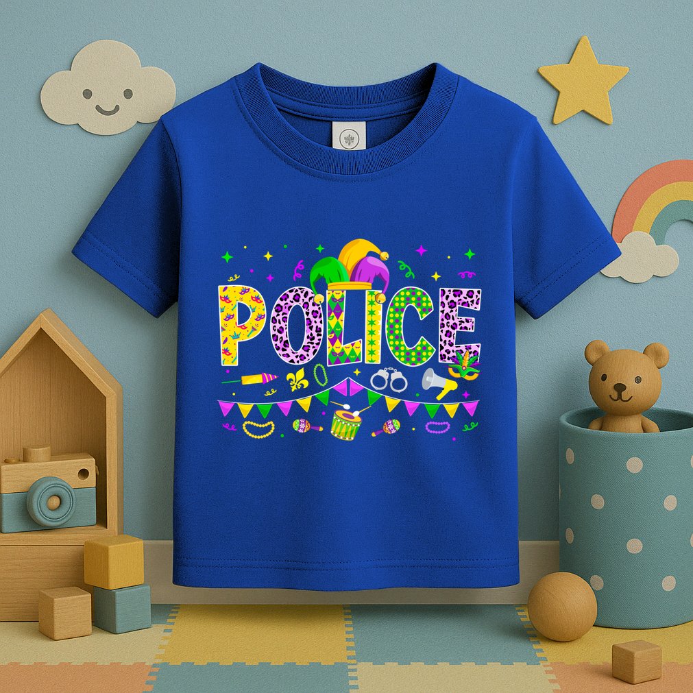 Funny Police Lover Mardi Gras Carnival Party Cool Gift Toddler T-Shirt