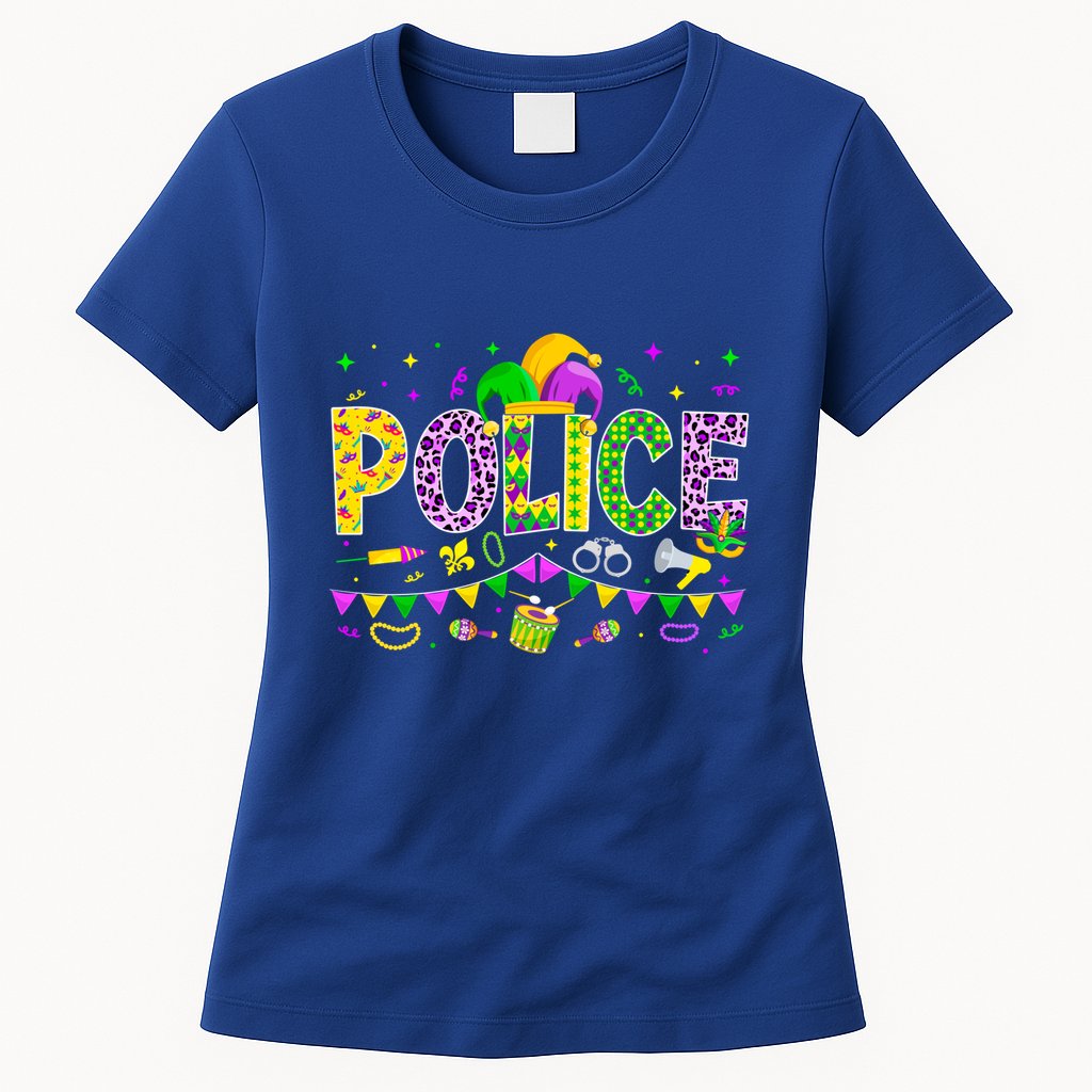 Funny Police Lover Mardi Gras Carnival Party Cool Gift Womens T-Shirt
