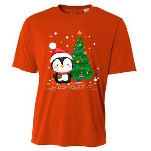 Funny Penguin Lover Gift Santa Hat Penguin Christmas Cool Gift Cooling Performance Crew T-Shirt