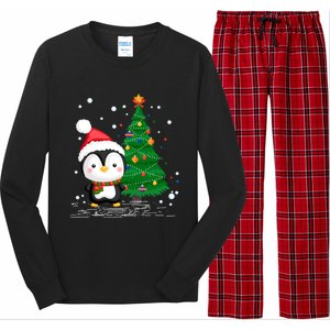 Funny Penguin Lover Gift Santa Hat Penguin Christmas Cool Gift Long Sleeve Pajama Set