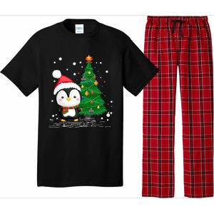 Funny Penguin Lover Gift Santa Hat Penguin Christmas Cool Gift Pajama Set