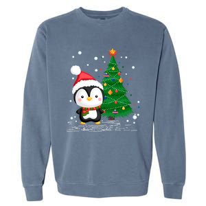 Funny Penguin Lover Gift Santa Hat Penguin Christmas Cool Gift Garment-Dyed Sweatshirt