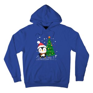 Funny Penguin Lover Gift Santa Hat Penguin Christmas Cool Gift Hoodie