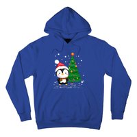 Funny Penguin Lover Gift Santa Hat Penguin Christmas Cool Gift Hoodie