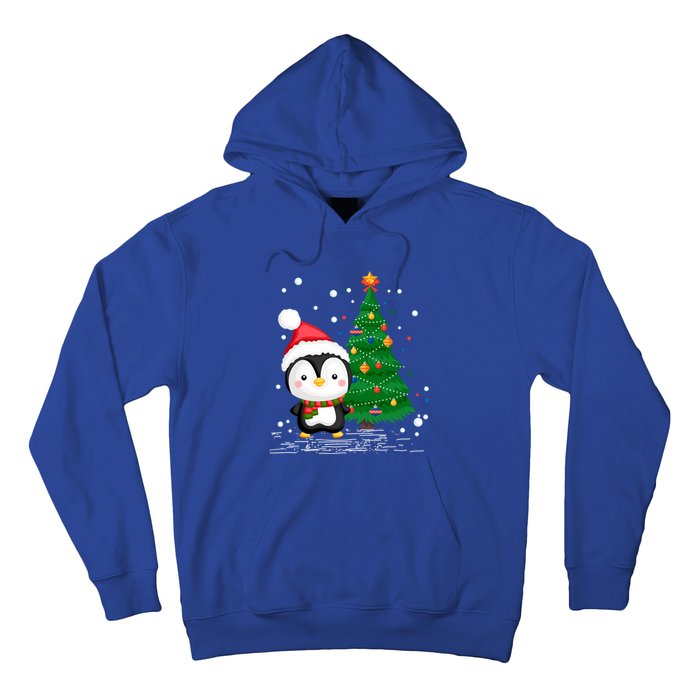 Funny Penguin Lover Gift Santa Hat Penguin Christmas Cool Gift Hoodie