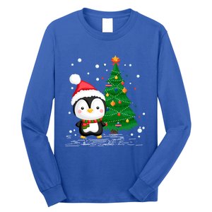 Funny Penguin Lover Gift Santa Hat Penguin Christmas Cool Gift Long Sleeve Shirt