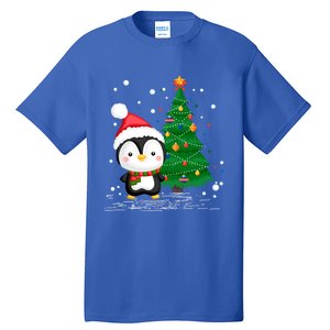 Funny Penguin Lover Gift Santa Hat Penguin Christmas Cool Gift Tall T-Shirt