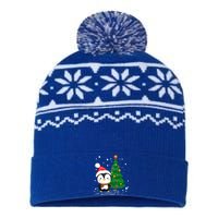 Funny Penguin Lover Gift Santa Hat Penguin Christmas Cool Gift USA-Made Snowflake Beanie