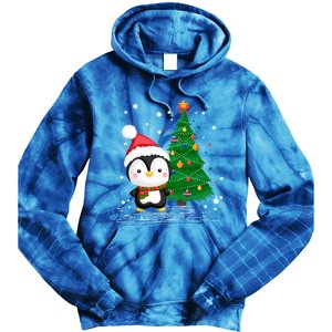 Funny Penguin Lover Gift Santa Hat Penguin Christmas Cool Gift Tie Dye Hoodie