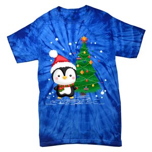 Funny Penguin Lover Gift Santa Hat Penguin Christmas Cool Gift Tie-Dye T-Shirt