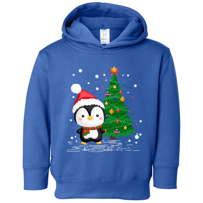 Funny Penguin Lover Gift Santa Hat Penguin Christmas Cool Gift Toddler Hoodie