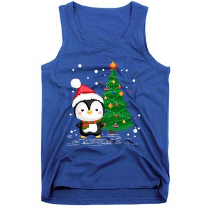 Funny Penguin Lover Gift Santa Hat Penguin Christmas Cool Gift Tank Top