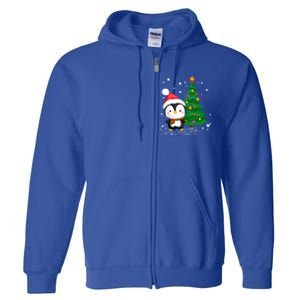 Funny Penguin Lover Gift Santa Hat Penguin Christmas Cool Gift Full Zip Hoodie