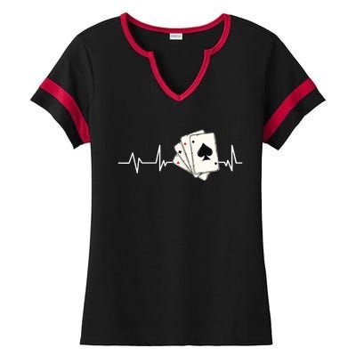 Funny Poker Lover Design For Gamblers Poker Player Ladies Halftime Notch Neck Tee