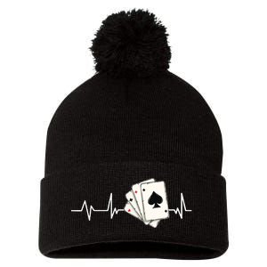 Funny Poker Lover Design For Gamblers Poker Player Pom Pom 12in Knit Beanie