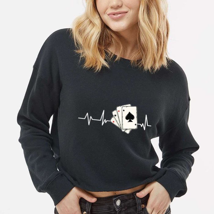Funny Poker Lover Design For Gamblers Poker Player Cropped Pullover Crew