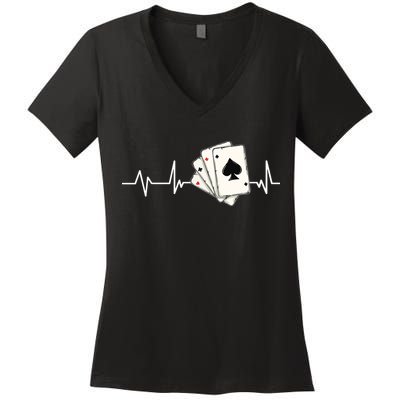 Funny Poker Lover Design For Gamblers Poker Player Women's V-Neck T-Shirt