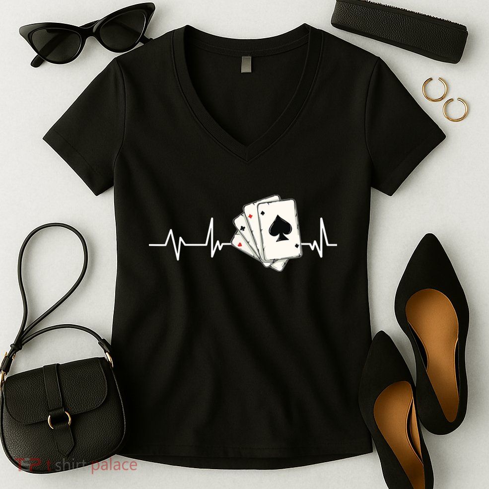 Funny Poker Lover Design For Gamblers Poker Player Women's V-Neck T-Shirt