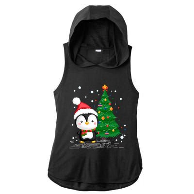 Funny Penguin Lover Gift Santa Hat Penguin Christmas Cool Gift Ladies PosiCharge Tri-Blend Wicking Draft Hoodie Tank