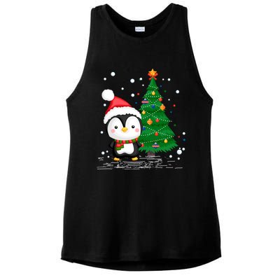 Funny Penguin Lover Gift Santa Hat Penguin Christmas Cool Gift Ladies PosiCharge Tri-Blend Wicking Tank