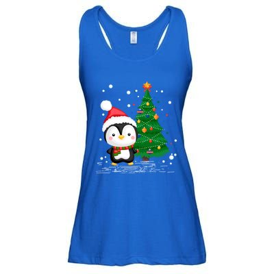 Funny Penguin Lover Gift Santa Hat Penguin Christmas Cool Gift Ladies Essential Flowy Tank