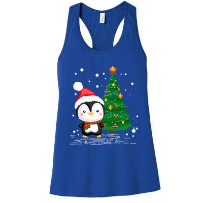 Funny Penguin Lover Gift Santa Hat Penguin Christmas Cool Gift Women's Racerback Tank