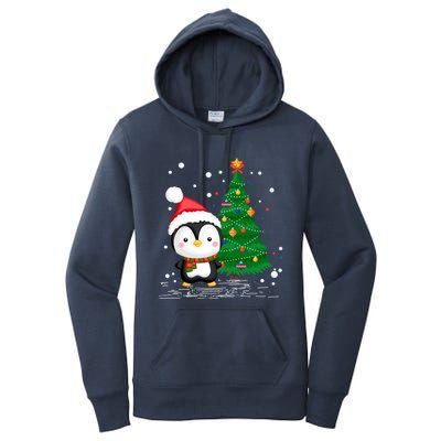 Funny Penguin Lover Gift Santa Hat Penguin Christmas Cool Gift Women's Pullover Hoodie