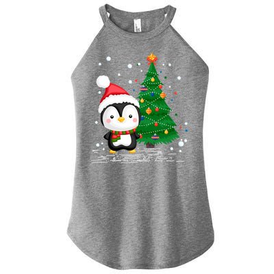 Funny Penguin Lover Gift Santa Hat Penguin Christmas Cool Gift Women's Perfect Tri Rocker Tank