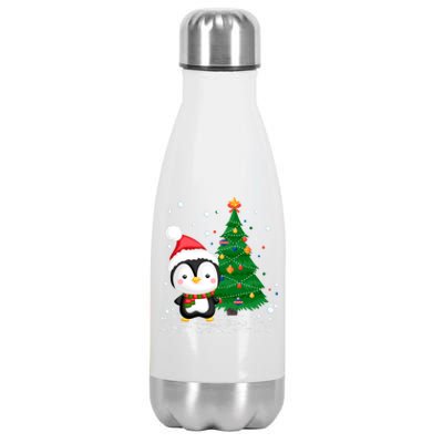 Funny Penguin Lover Gift Santa Hat Penguin Christmas Cool Gift Stainless Steel Insulated Water Bottle