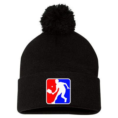 Funny Pickleball Logo Pom Pom 12in Knit Beanie