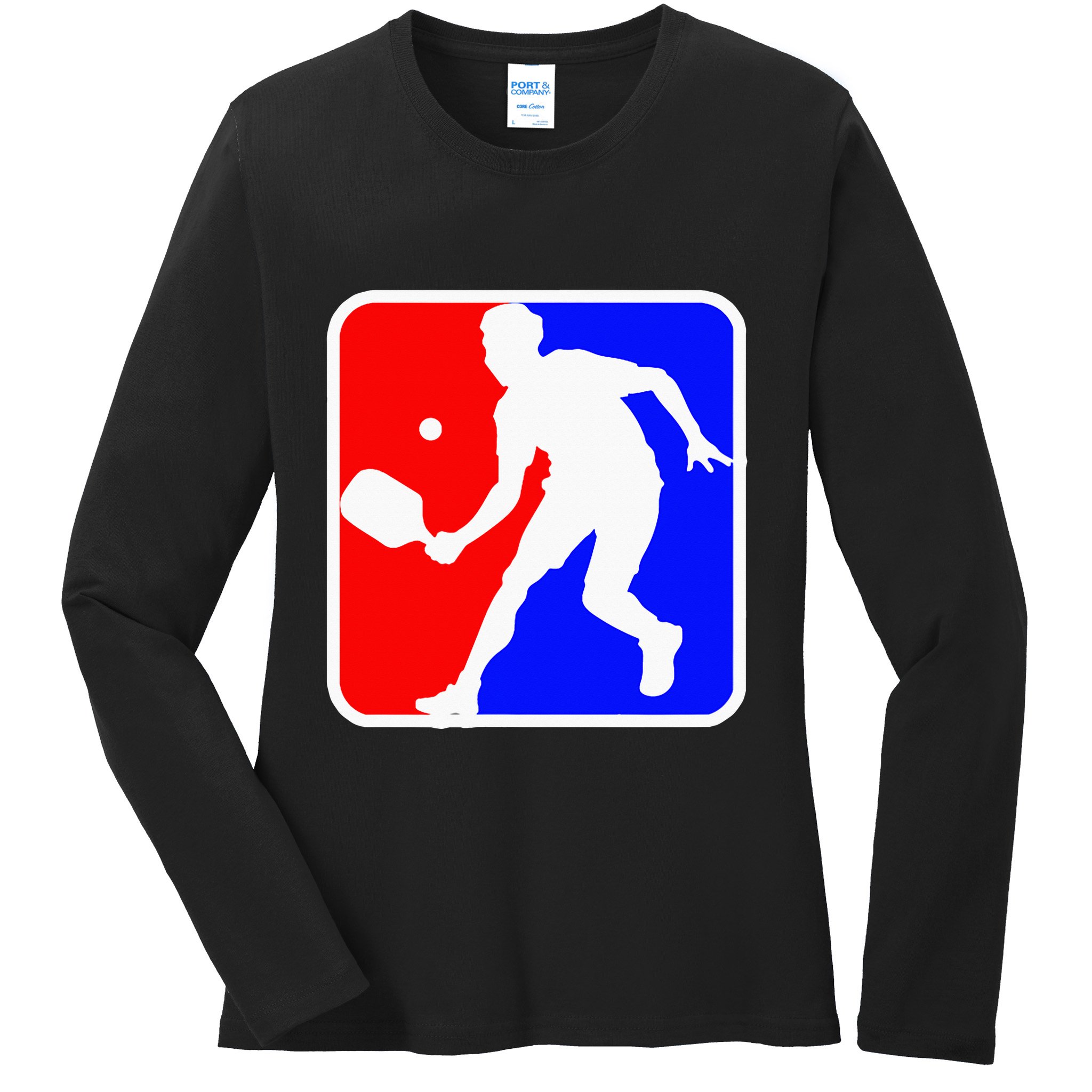 Funny Pickleball Logo Ladies Long Sleeve Shirt